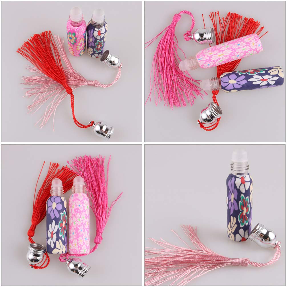 Healifty 6 Pcs Soft Ceramic Roller Bottle Essential Oil Rollers Roller Bottles Perfume Sample Bottles Clear Glass Carafes Reusable Perfume Bottles Glass Bottle Travel Polymer Clay Liquid