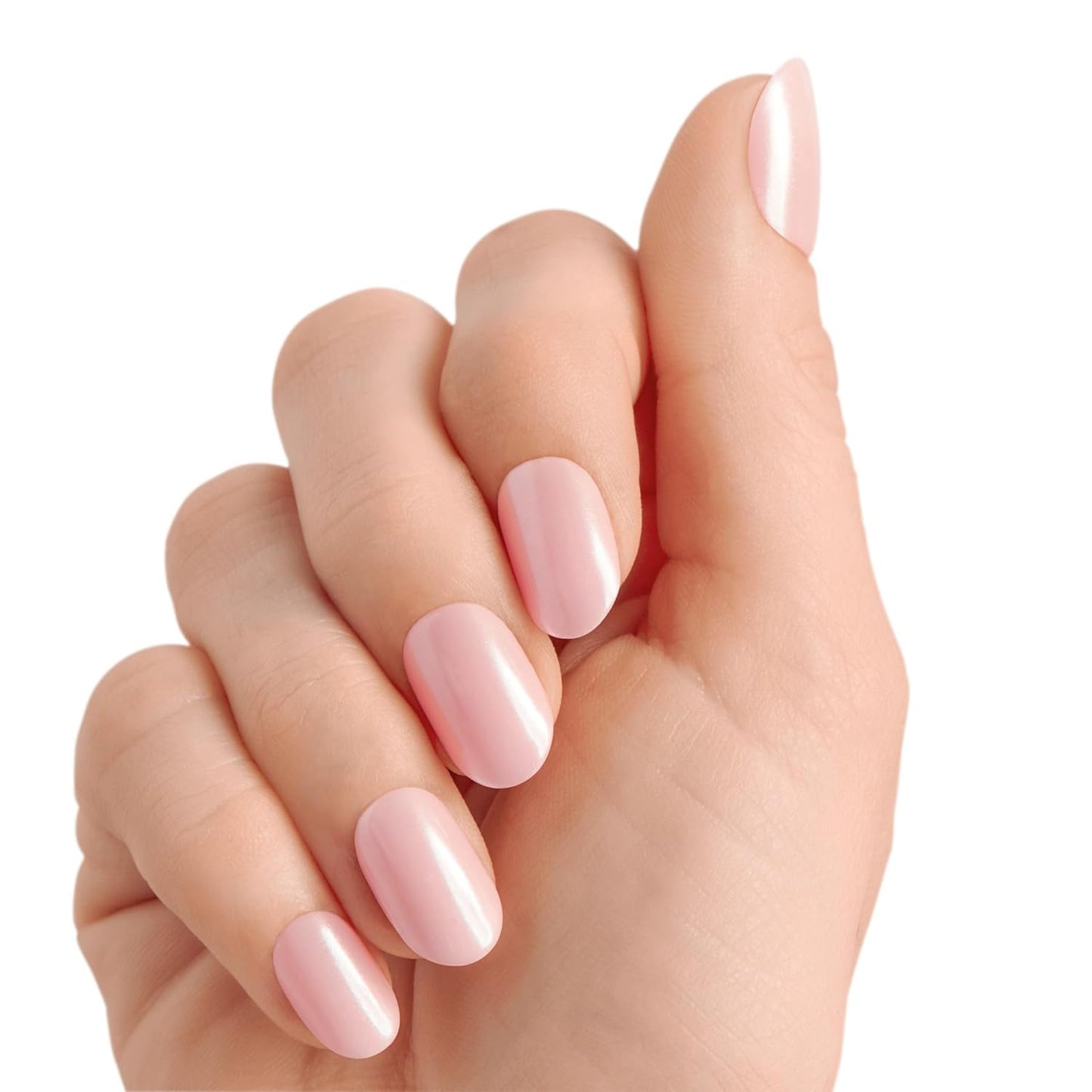 Kiss ColorFX Press On Nails - Adorable Pink Short Oval | Improved Adhesive for Up to 10-Day Hold