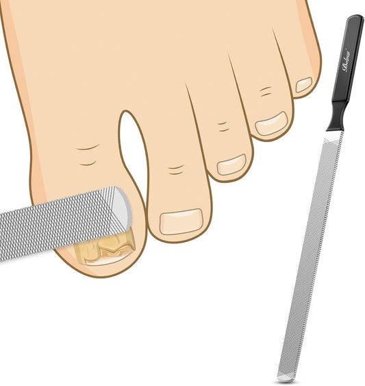 BALUCA Professional Stainless Steel Nail File - Durable Metal Tool for Thick Nails | 4.72-Inch Coarse Surface (Black)