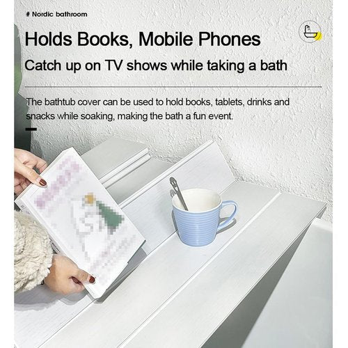 Adjustable Foldable Dust-Proof Bathtub Cover White,Waterproof Shutter Bathtub Tray & Laptop Desk 2 in 1 Fits Most Tubs,Modern Bath Tub Racks for Home(Size:0.47in Thick,Color:0.8Mx1.05M(31.5" x41.3))