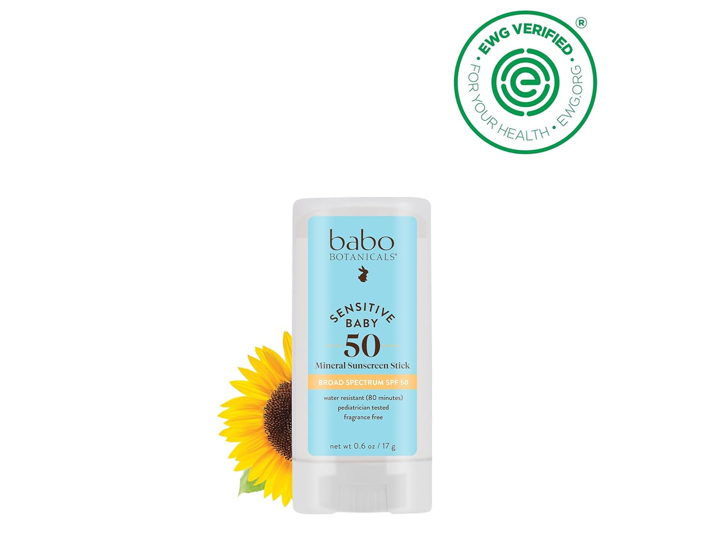 BABO Botanicals Baby Mineral Sunscreen Stick SPF 50 | 70% Organic Ingredients, Zinc Oxide, Fragrance-Free