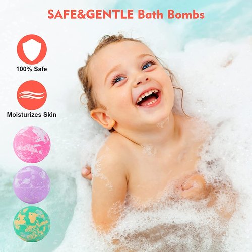 Bath Bombs for Kids with Toys Inside for Girls Boys - 12 Pack Handmade Bubble Bath Fizzies Bomb, Gentle and Kids Safe, Ideal Gift for Easter Eggs Stuffers Birthday Christmas