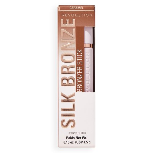 Revolution Beauty London Skin Silk Bronzer Stick - Buildable Cream-to-Powder Formula, Vegan, Tan Caramel, 0.15 oz