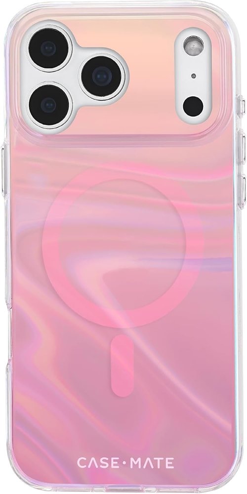 Case-Mate Soap Bubble iPhone 17 Pro Max Case - Stylish Peach Iridescent Cover with 12ft Drop Protection | MagSafe Compatible