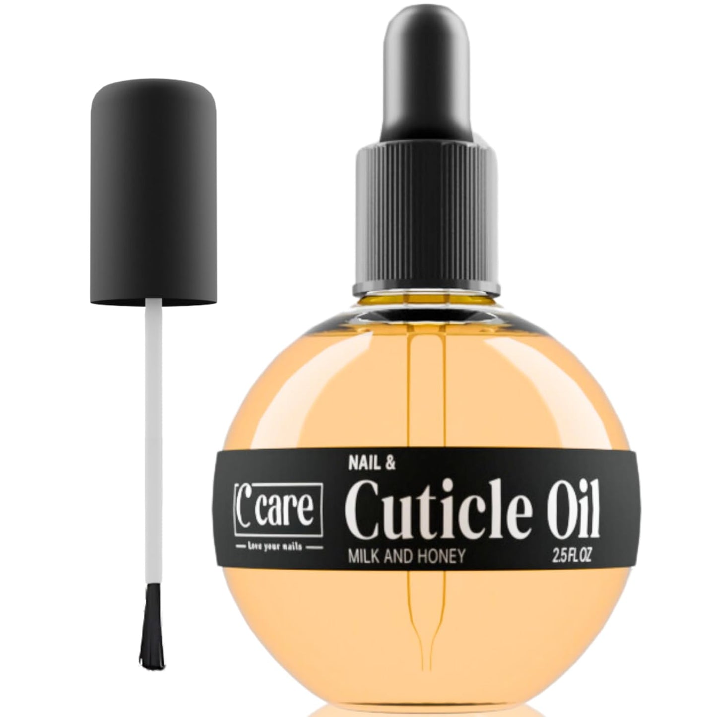 C CARE Cuticle Oil - Milk & Honey Nail Treatment for Repairing & Moisturizing - 2.5 oz Bottle with Dropper & Brush