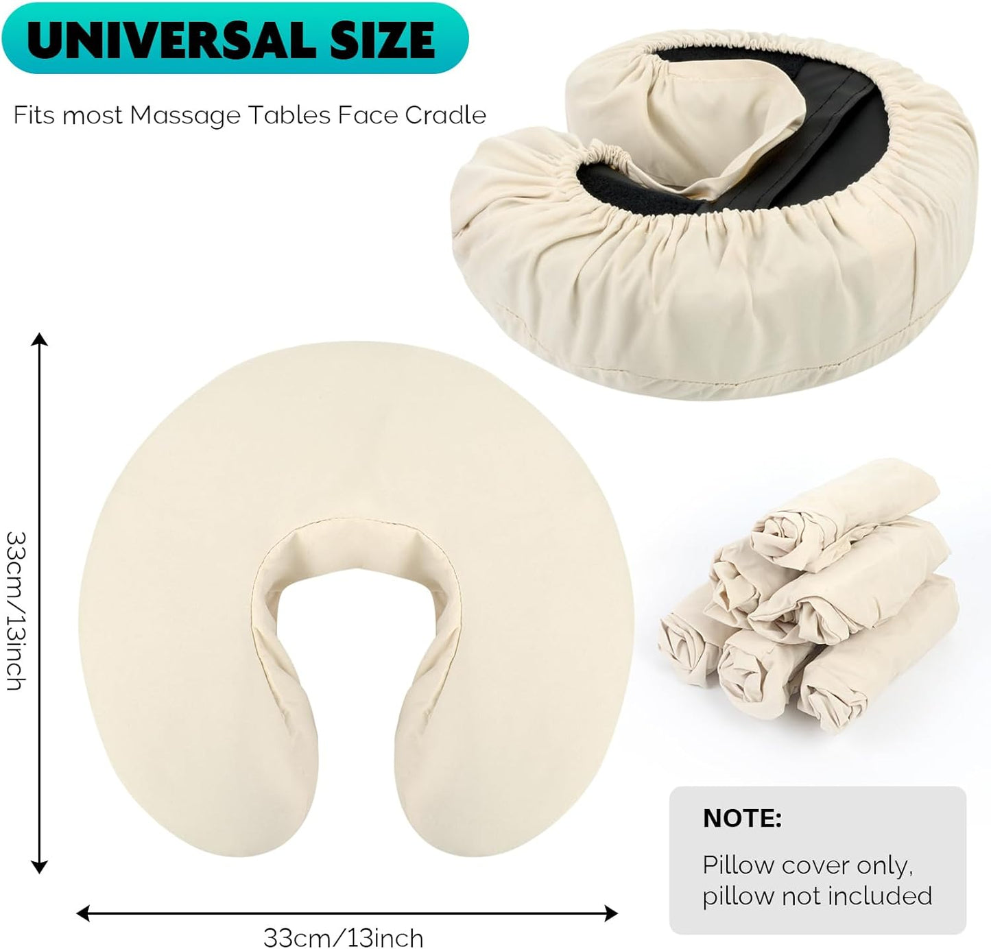 SINLAND Reusable Microfiber Face Cradle Covers - Extra Soft & Heavy Fitted Massage Table Cozies