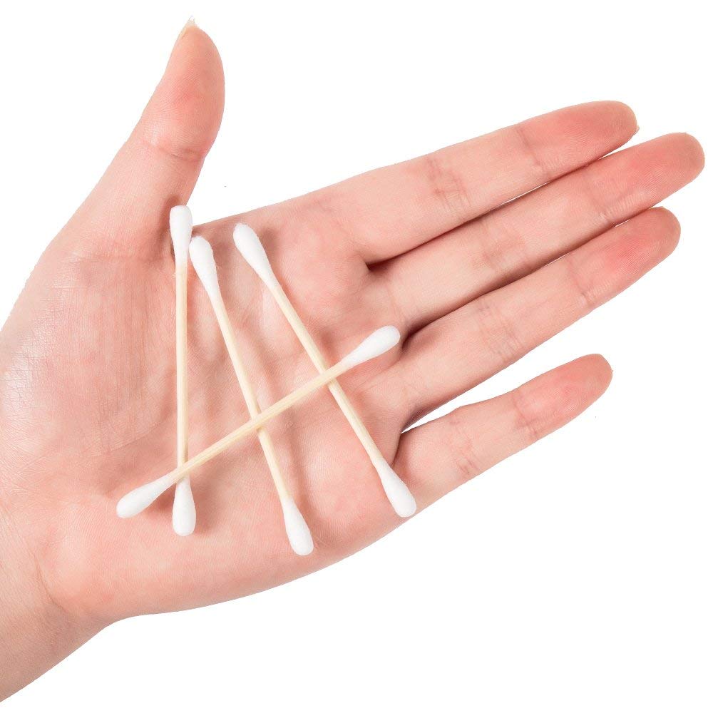 Xumzee Cotton Swabs - 300ct Biodegradable Cotton Buds with Strong Bamboo Sticks | Chemical-Free
