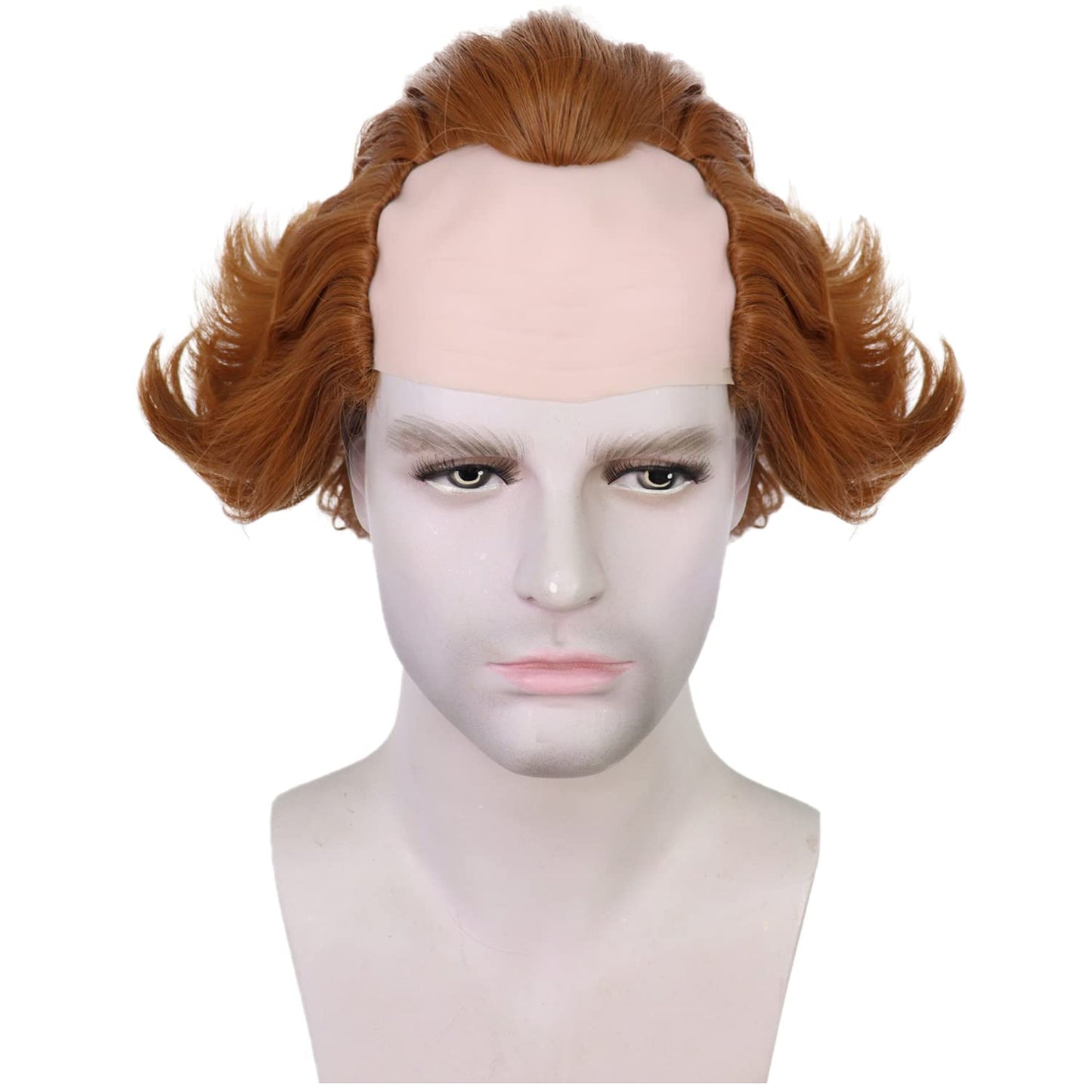 HUNIGIR Dark Orange Bald Wig Short Fluffy Wig Ginger Bald Head Wig Heat Resistant Synthetic Halloween Party Cosplay Costume Wig (Copper)