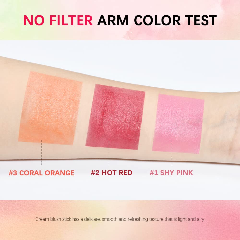 Blush Stick, Blush Cream, Multi-Purpose Blush Stick, Can be Used for Blush and Lip Gloss and Eye makeup, Long Lasting Hydrating, Professional Facial Beauty Cosmetic Makeup Blush (Orange)