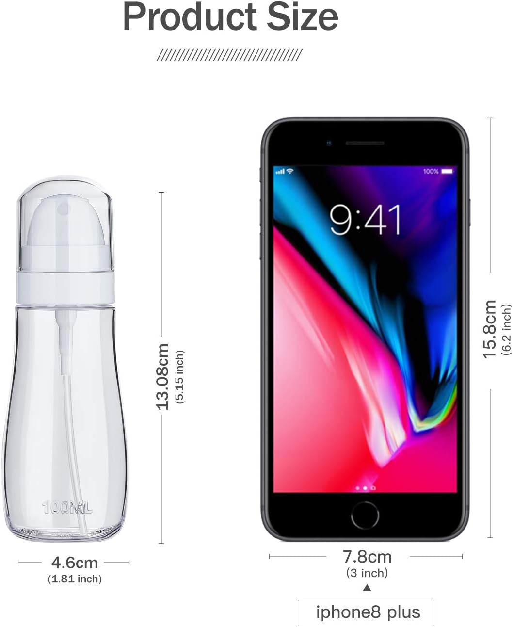 Yolaist Fine Mist Spray Bottles - 2 Pack 3.4oz/100ml Refillable Travel Bottles for Toners & Cosmetics