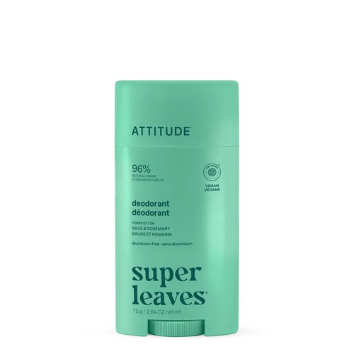 ATTITUDE Aluminum Free Deodorant, Natural Origin Ingredients, EWG Verified, Odor Control With Baking Soda, Twist & Glide, Dermatologically Tested, Vegan, Sage & Rosemary Scent, 2.64 Oz