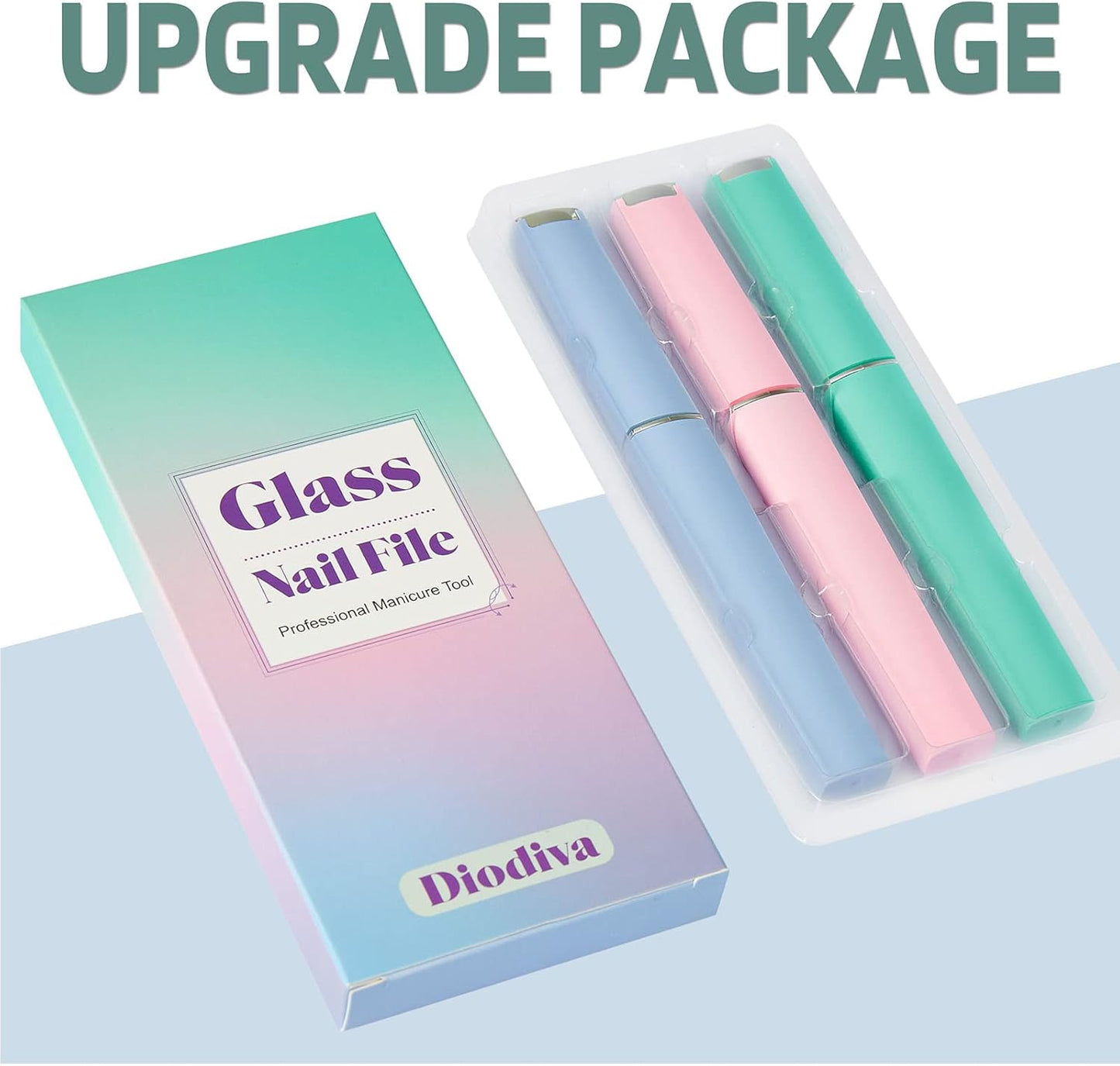 Skiennix Glass Nail File Set - 3 Pack Crystal Fingernail Files with Case | Perfect Christmas Gifts for Women