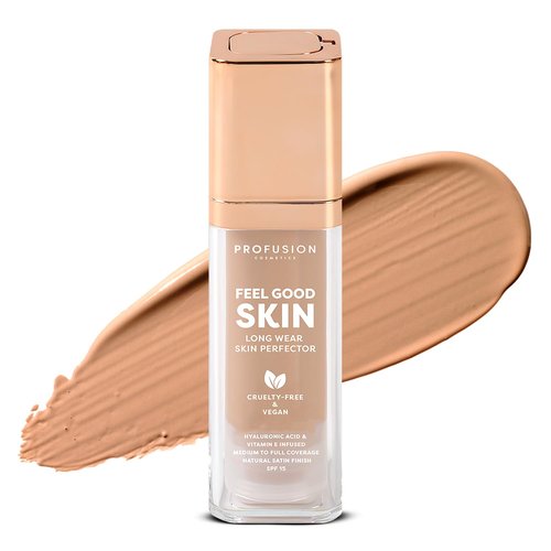 Profusion Cosmetics Feel Good Skin Foundation - Radiant Satin Finish, Buildable Coverage & SPF 15 (Medium 320)