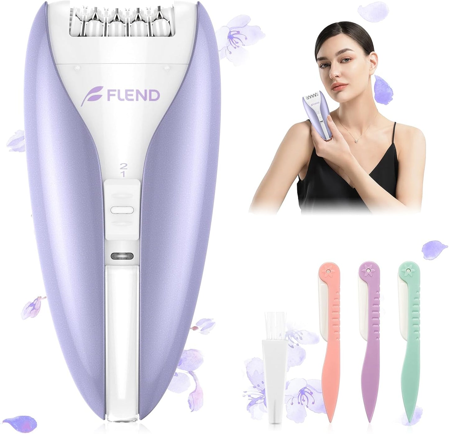 Skiennix Smooth Glide Epilator - Cordless Facial Hair Removal Device with 2 Speeds | Silent Design