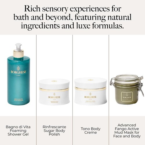 Borghese Bagno Di Vita Gentle Foaming Bath & Shower Gel - Hydrating Aromatherapy Body Wash with Thyme & Chamomile