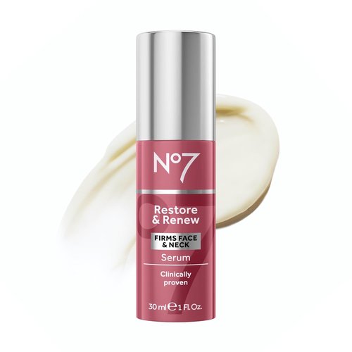 No7 Restore & Renew Multi-Action Face & Neck Serum - Anti-Aging Collagen Infused Formula | 1 fl oz
