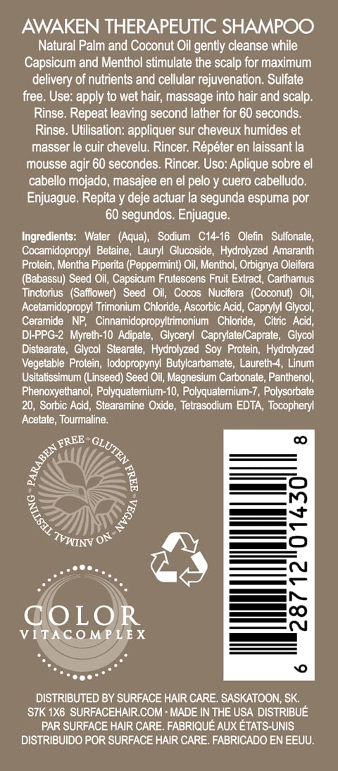 Surface Hair Awaken Therapeutic Shampoo - Natural Formula for Thinning Hair & Healthy Scalp