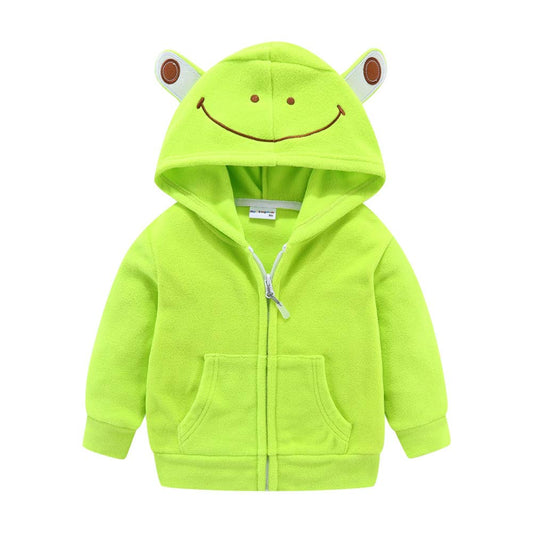 Mud Kingdom Little Boy Fleece Jacket with Hat Green Frog Zip Up Size 7-8