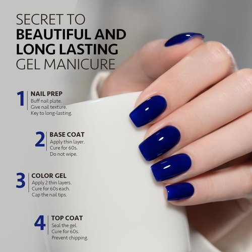 GAOY Deep Blue Gel Nail Polish, 16ml Soak Off Gel Polish, UV Light Cure for Nail Art DIY Manicure at Home, 1532 Midnight Blue
