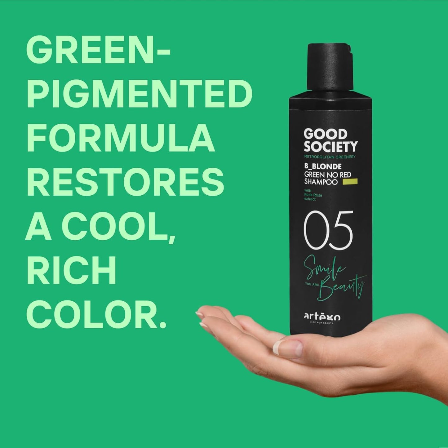 Artègo Good Society B_Blonde Green No Red Shampoo - Tone Neutralizing Formula for Blonde & Bleached Hair | 8.5 fl oz