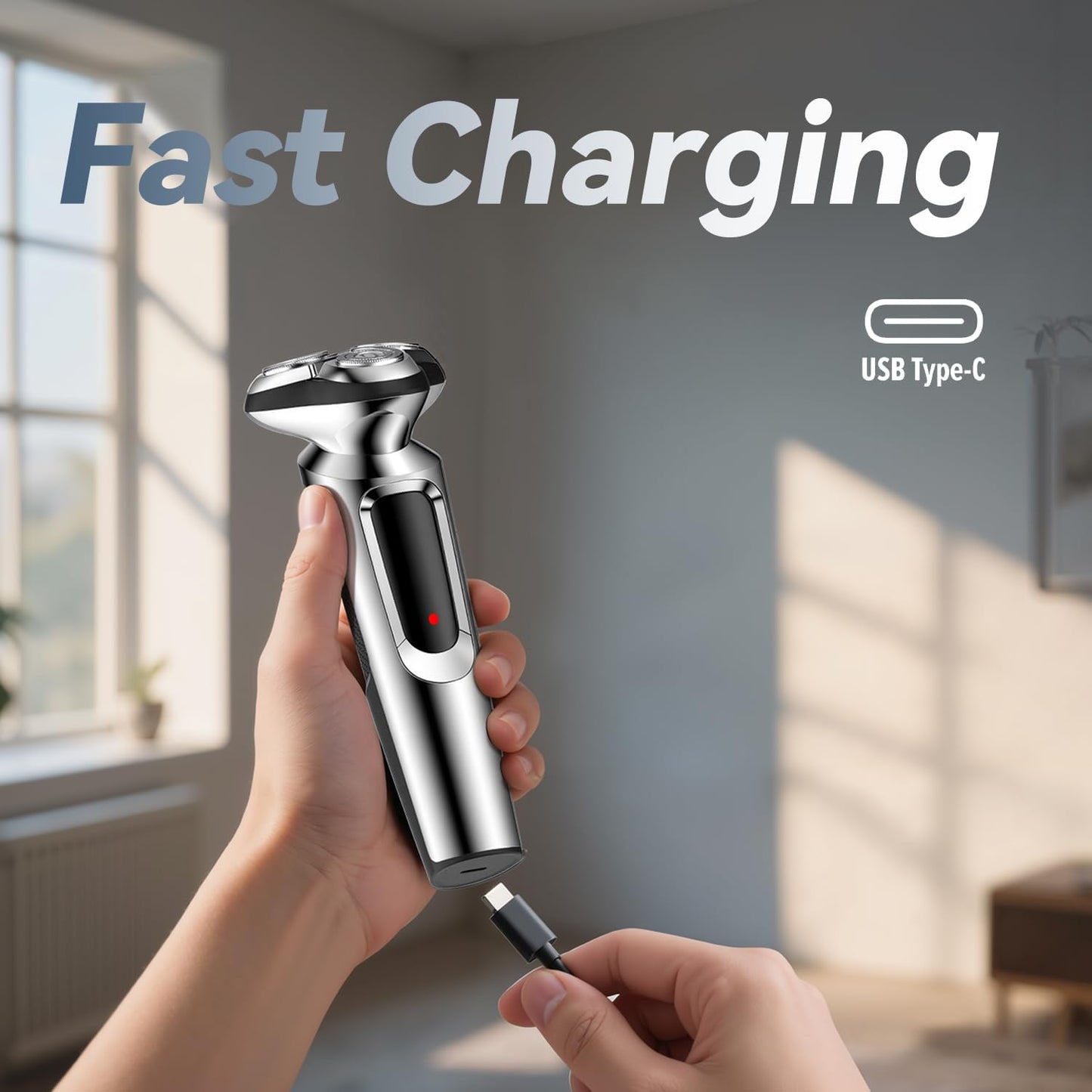 Skiennix Electric Razor for Men - 2025 Upgraded USB-C Rechargeable Wet & Dry Shaver with Pop-Up Trimmer | Travel Case Included (Black)