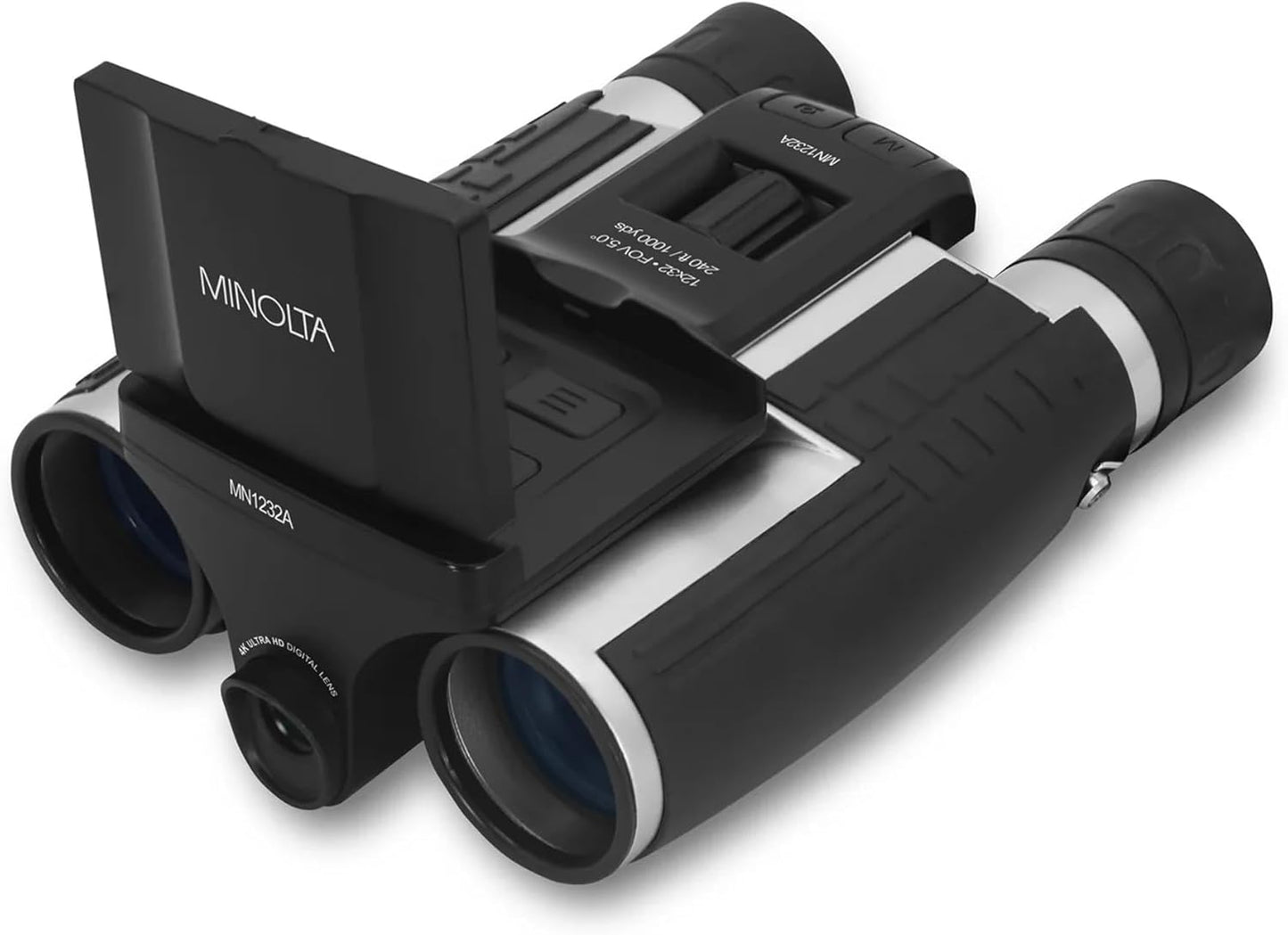 Minolta 12x32 Digital Binoculars - 4K UHD Video Camera, 48MP Photo Capture, 8X Digital Zoom, IPS Anti-Glare Screen, Fog-Resistant Optics, Compact, Ideal for Birdwatching & Travel Hunting + Harness