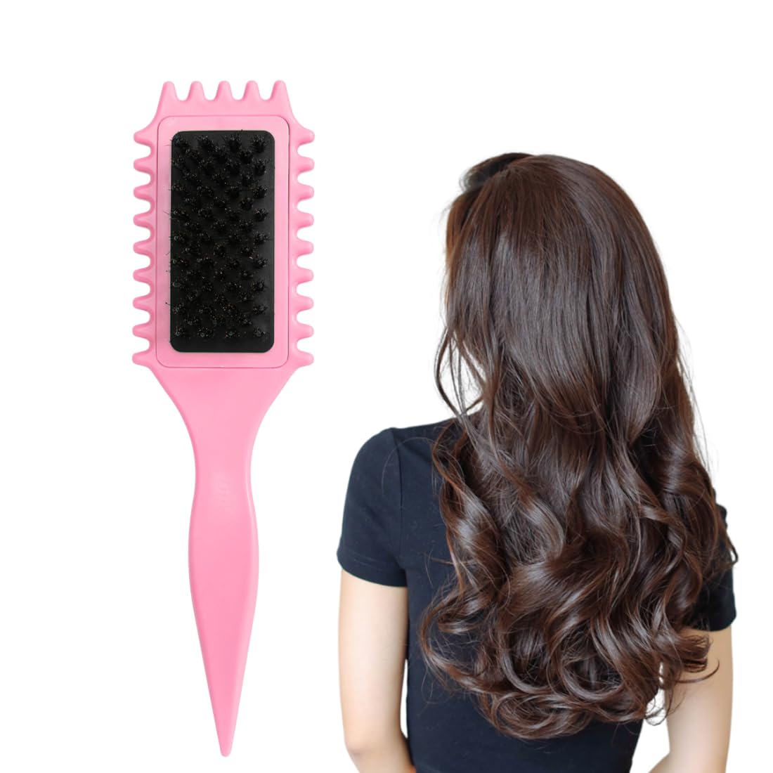 Cosgosr Curl Defining Hair Brush, Boar Bristle Hair Styling brush for Curly Hair, Wet or Dry Use, Pink, Hair Brush for Women and Men