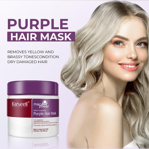 Karseell Purple Hair Mask - 16.90 oz | Moisturizing & Smoothing for Blonde, Gray, and Highlighted Hair