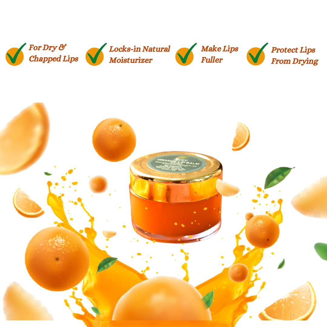 SVATV Orange Flavored Lip Balm. With Natural Ingredients - Shea Butter Beeswax & Coconut Oil To Nourished Repair Dry Or Chapped Lips, Best Moisturizing Lip Balm For Men & Women 15ml / 0.5 Oz