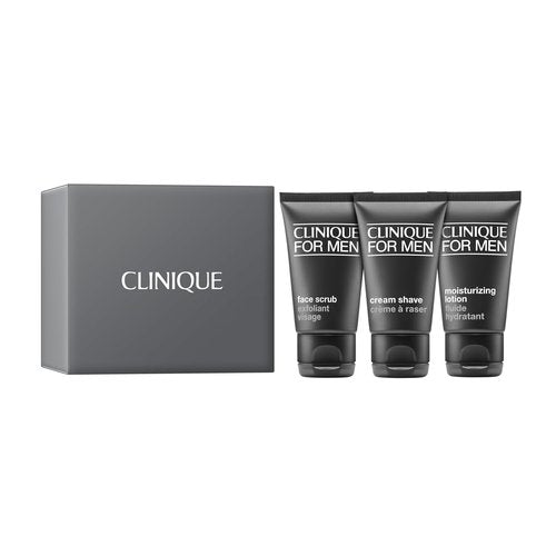 Clinique For Men Shave Gift Set - Exfoliating Face Scrub, Cream Shave & Moisturizing Lotion | 3 Travel Size Essentials