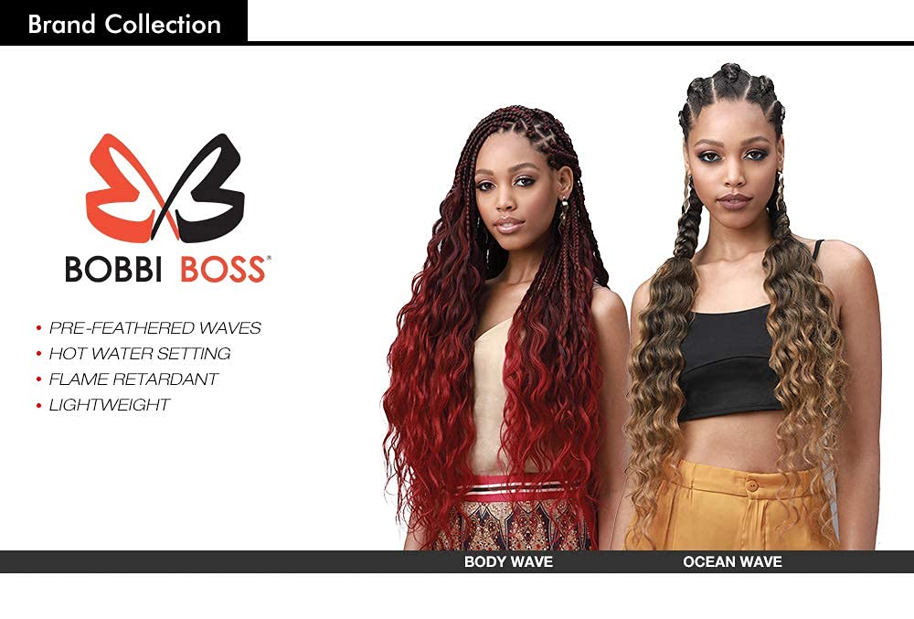 Multi Pack Deals Bobbi Boss Synthetic Hair Braids Pre-Feathered 3X King Tips Body Wave 28" (5-PACK, ICEBLU/PUR)