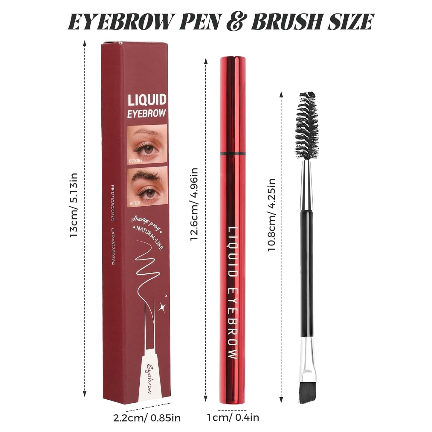 Skiennix Microblading Eyebrow Pencils - Waterproof & Long-Lasting, 2-Fork Tip, Dark Brown (2PCS)