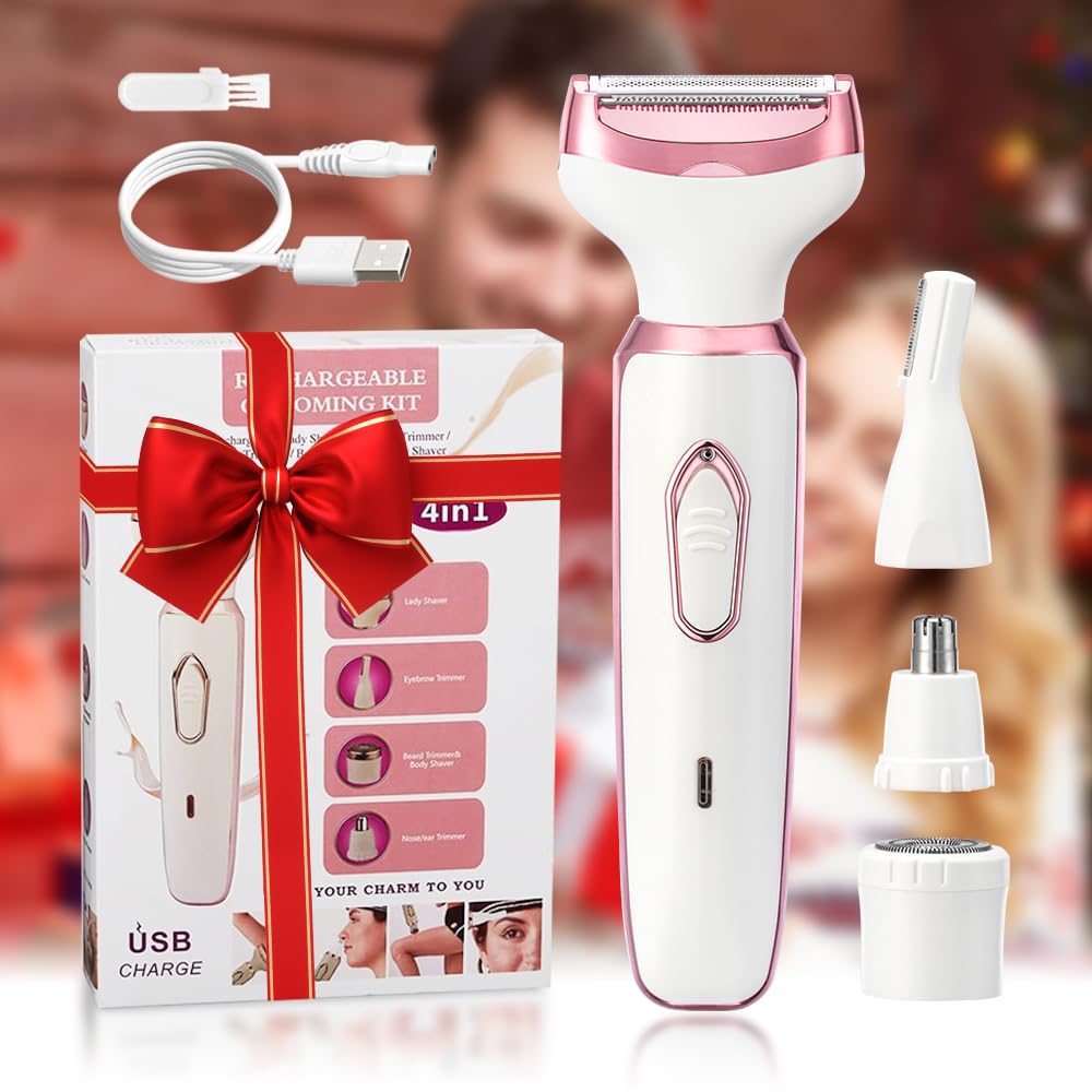 Electric Razor for Women 4 in 1 Rechargeable Painless Body Razors and Facial Hair Remover for Bikini Leg Body Face Underarm
