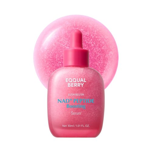 EQQUALBERRY NAD+ Peptide Boosting Serum - Anti-Aging Niacinamide 2% & 14 Peptides | Firming Pink Serum (1.01oz / 30ml)