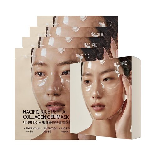 NACIFIC Rice Pepta Collagen Gel Face Mask - Hydrating Hydrogel for All Skin Types | 4EA Set