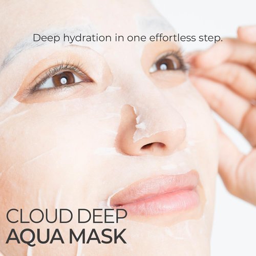 Cloud Deep Aqua Facial Mask - 10 Sheets | Korean Hydrating Face Sheet Mask for Daily Moisturizing & Soothing
