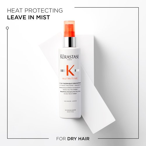 KERASTASE Nutritive Heat Protecting Spray | Nourishing Heat Protectant for Dry Hair | Detangle, Reduce Frizz & Fly-aways | For Fine to Medium Dry Hair | Lotion Thermique Sublimatrice | 5.1 Fl Oz