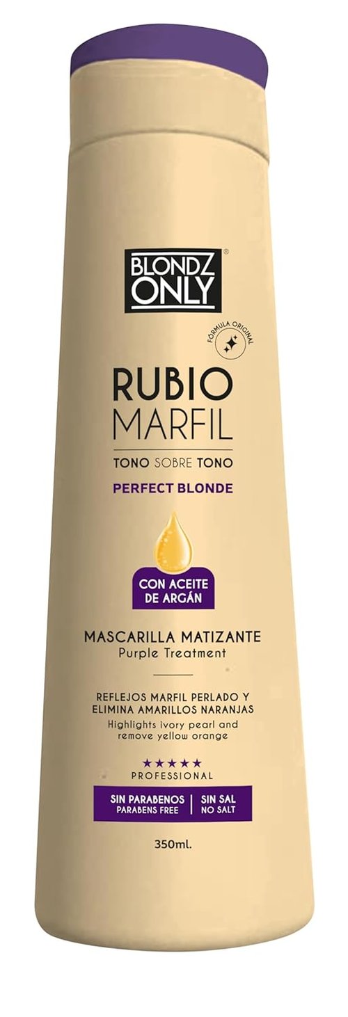 Rubio Marfil Purple Toning Mask - Eliminates Brassiness & Neutralizes Yellow Tones | 11.8 Fl Oz