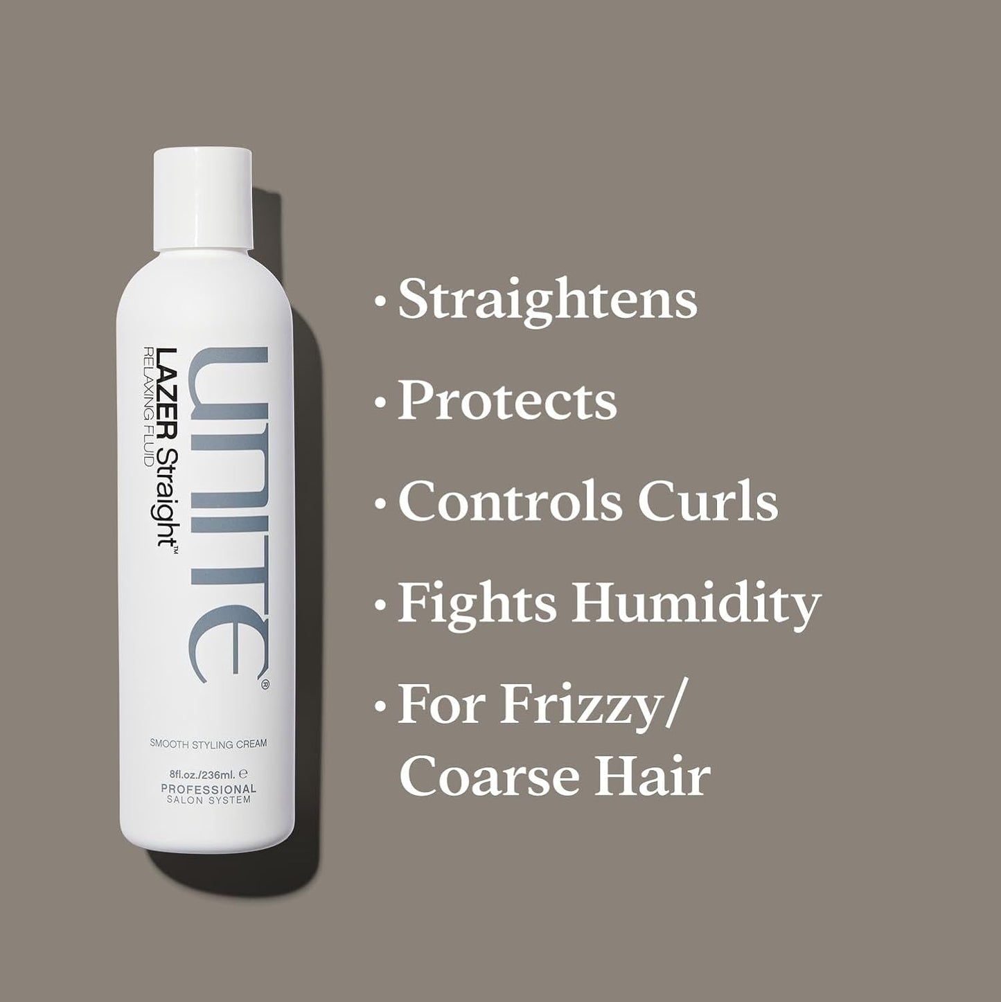 UNITE Hair - LAZER Straight Relaxing Fluid - Anti-Humidity Frizz Control & Thermal Protection - 8 Fl Oz
