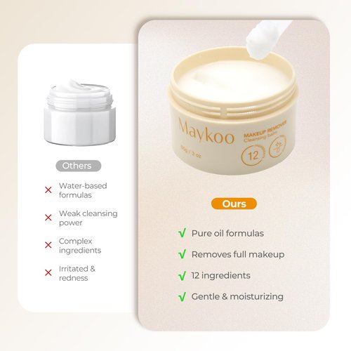 MAYKOO Makeup Remover Balm Hydrating Deep Cleansing Balm, Dissolves Heavy Waterproof Make Up, Gentle Oil Based cleanser for Face with Spatula, Makeup Removing for All Skin Types, 85 g/3 oz