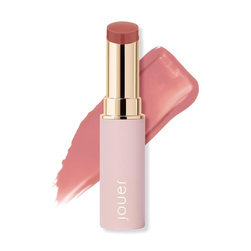 Jouer Essential Lip Enhancer Shine Balm - Tinted Moisturizing Lip Balm with Jojoba Oil - Bare Rose Color for Plump, Nourished Lips