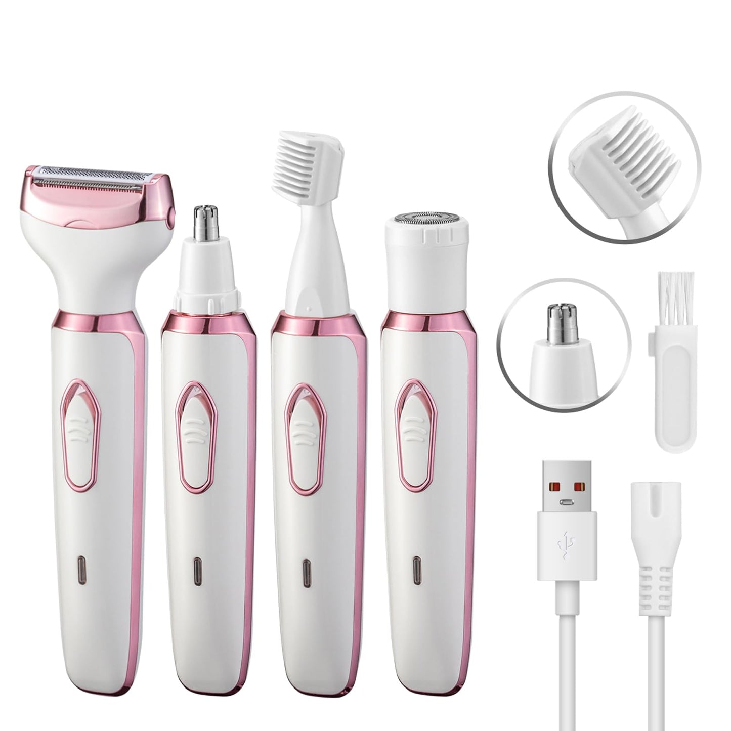 Electric Razor for Women 4 in 1 Rechargeable Painless Body Razors and Facial Hair Remover for Bikini Leg Body Face Underarm