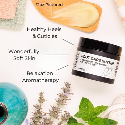 Ora's Amazing Herbal Foot Care Butter - Repair Cream for Dry Cracked Heels & Feet | Lavender & Tea Tree, 2 oz