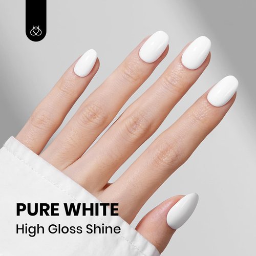 beetles Balck and White Gel Polish - Monochrome Aesthetics Hema-Free Black and White Color Gel Set, 2 Pcs 15ML Full Size Polish Soak Off Led French Nail Art Manicure Salon Diy at Home