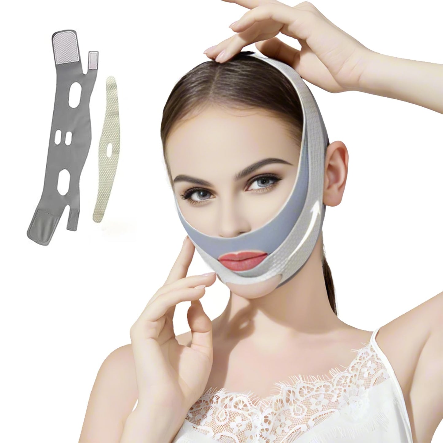 V-Line Lifting Chinstrap,Reusable V Line Lifting Mask with Chin Strap,Chin strap 23-27 Inches (Blue)