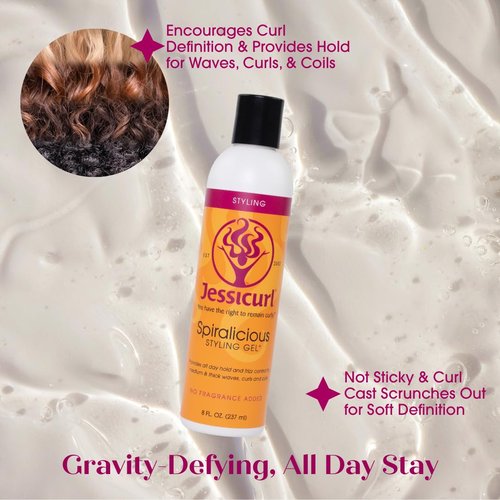 Jessicurl Spiralicious Gel - Island Fantasy, 8 Fl Oz | Curl Defining & Frizz Control for All Hair Types