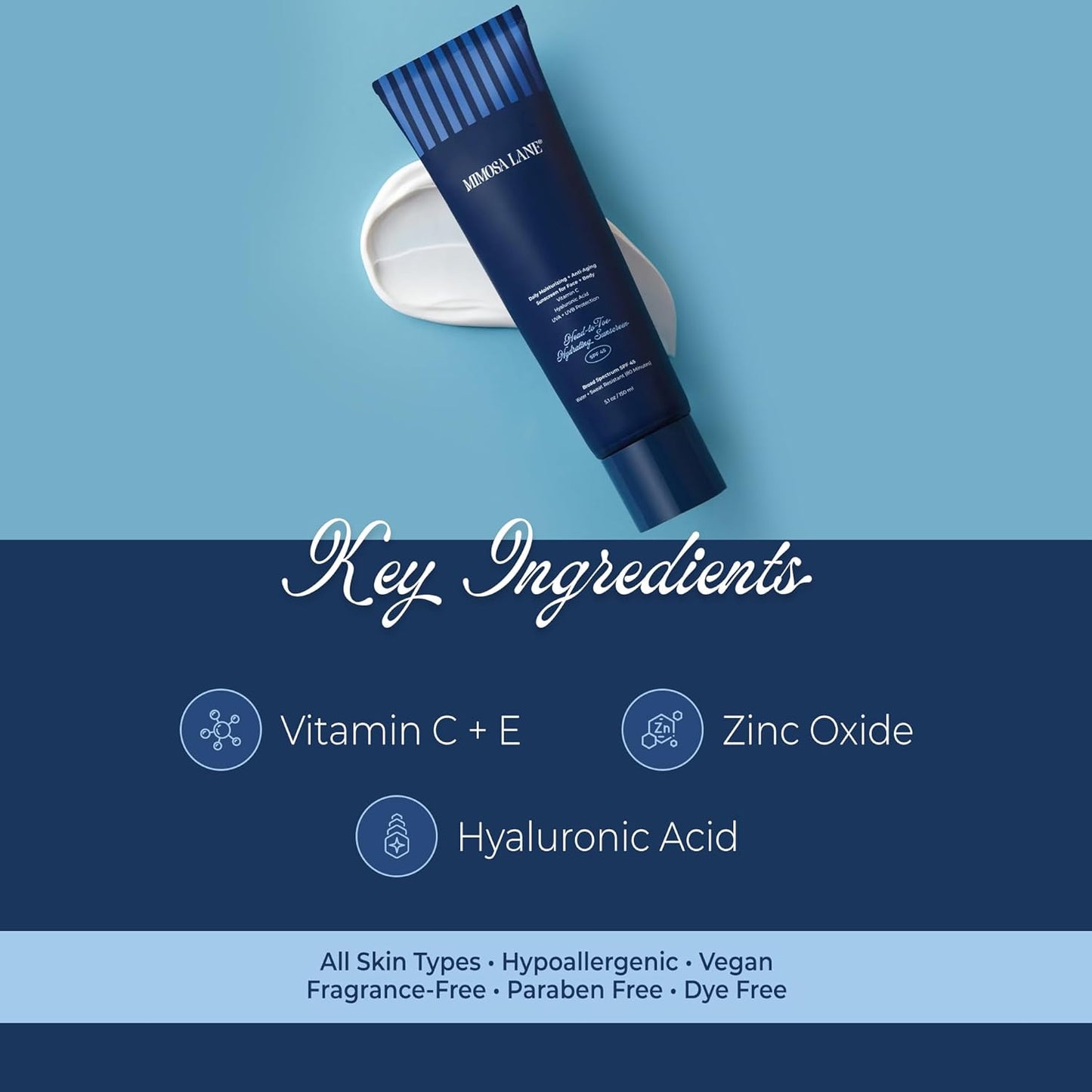 Skiennix Hydrating Sunscreen - Broad Spectrum SPF 45 | Anti-Aging Moisturizer with Hyaluronic Acid & Vitamin C, 5.1 oz