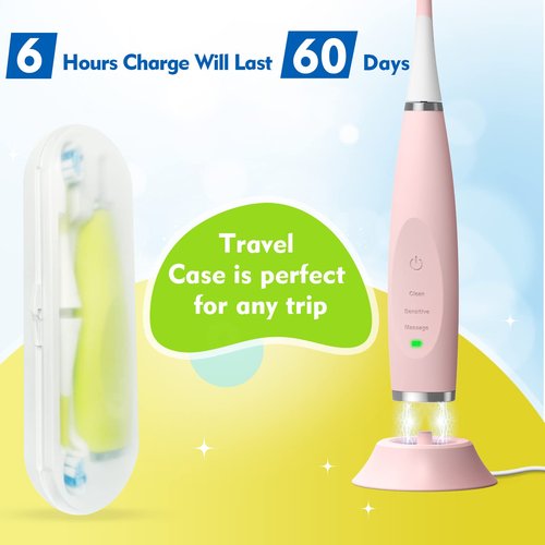 FUMEIKANG Kids Electric Toothbrushes Sonic Rechargeable Tooth Brush Gifts for Boys and Girls Smart Timer Power Toothbrush - 3 4 5 6 7 8 9 10 11 12
