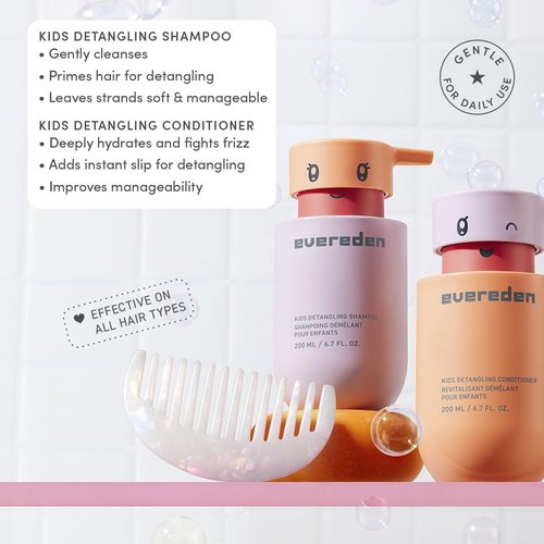 Evereden Kids Mini Haircare Set - Travel Size Detangling Shampoo & Conditioner 1fl.oz | Vegan, Sulfate-Free, Argan Oil