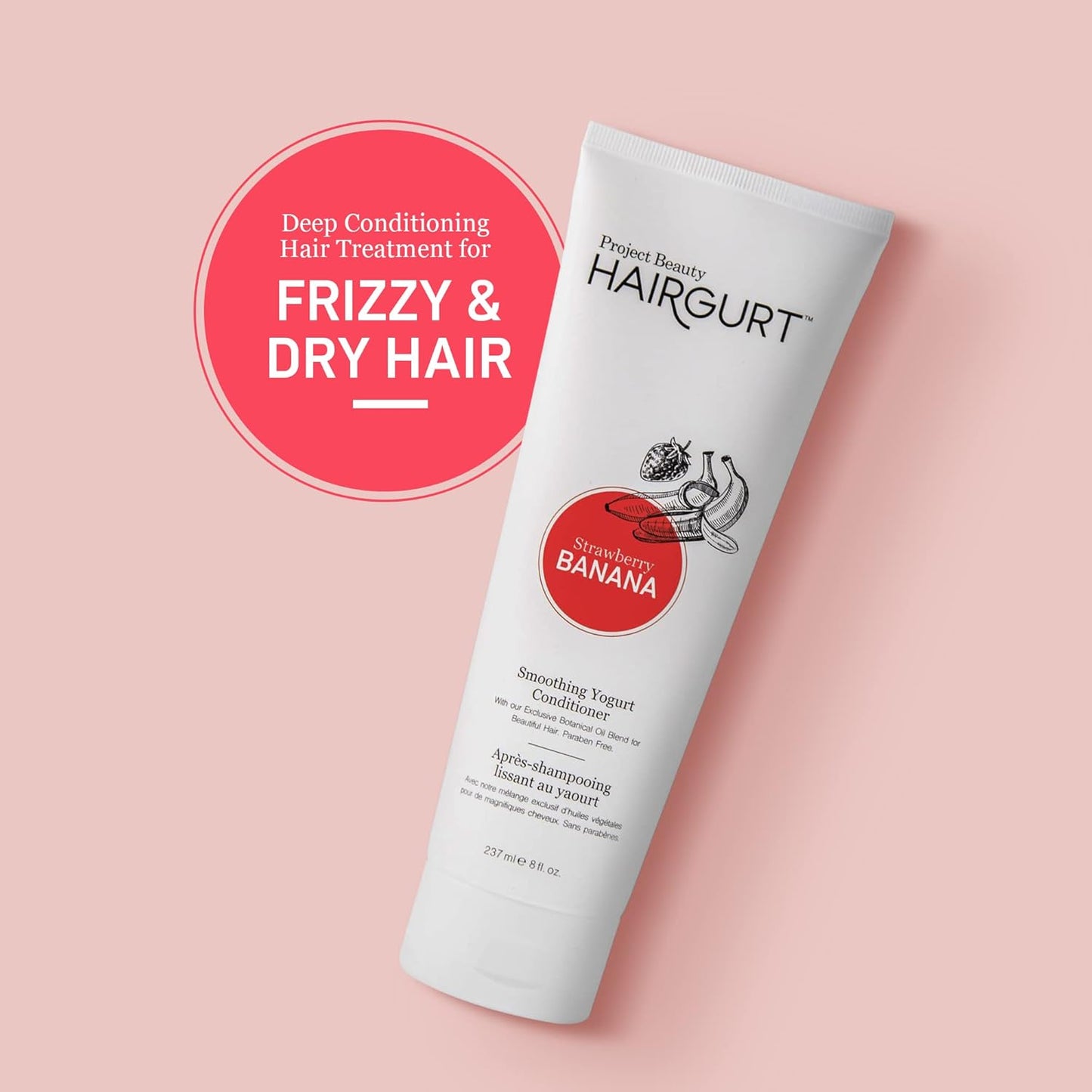 Strawberry Banana Hair Care Set - Smoothing Shampoo, Conditioner & Mask for Frizz Control - Natural & Sulfate-Free